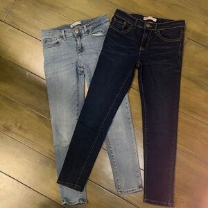 Levi's girls Light and Dark Blue Skinny Jeans lot 2 like new sz 10